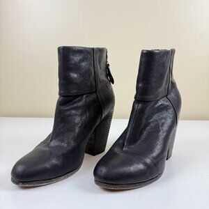Rag & Bone Newbury Zip Up Black Leather Ankle Boots